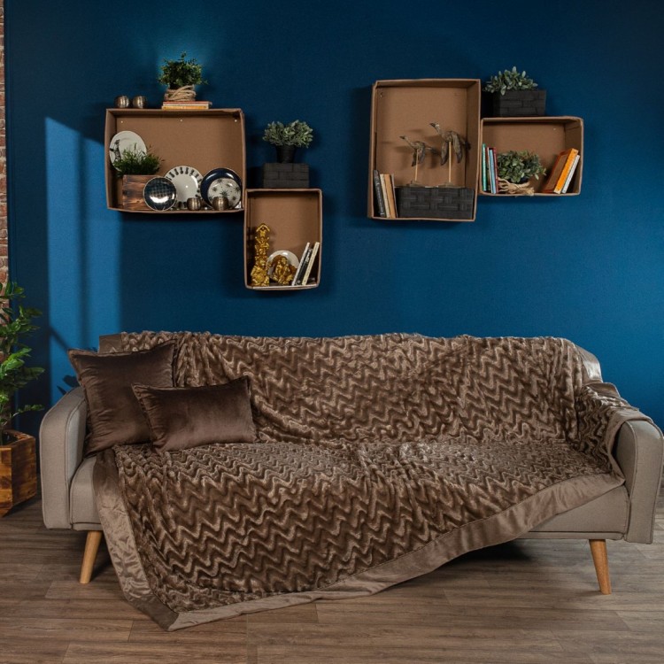 TEORAN ΡΙΧΤΑΡΙ- ΚΟΥΒΕΡΤΑ STRIPE 03 ΚΑΦΕ 220 x 240cm