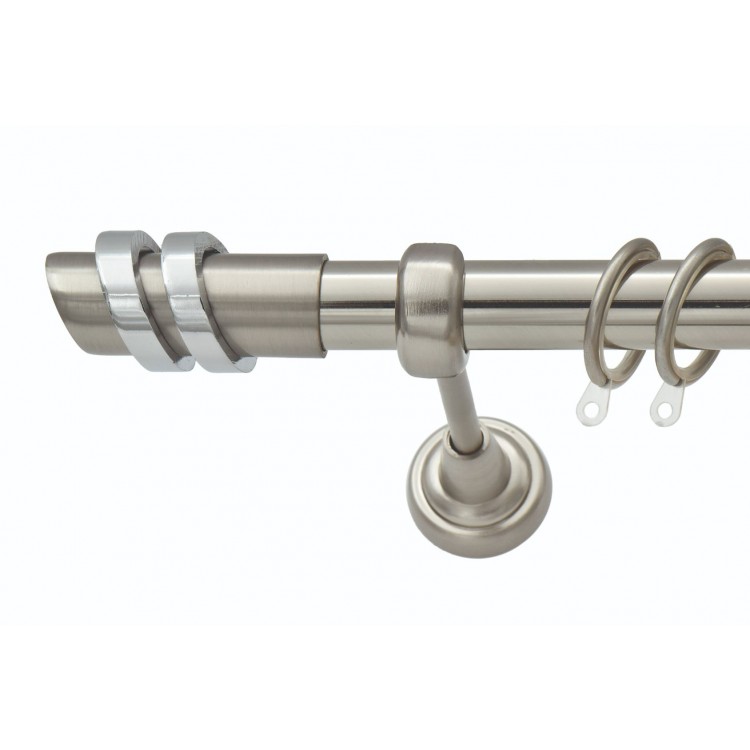 Decorpat Mεταλλικό Κουρτινόξυλο Φ25 150cm Strike Διπλό Νίκελ Σατινέ