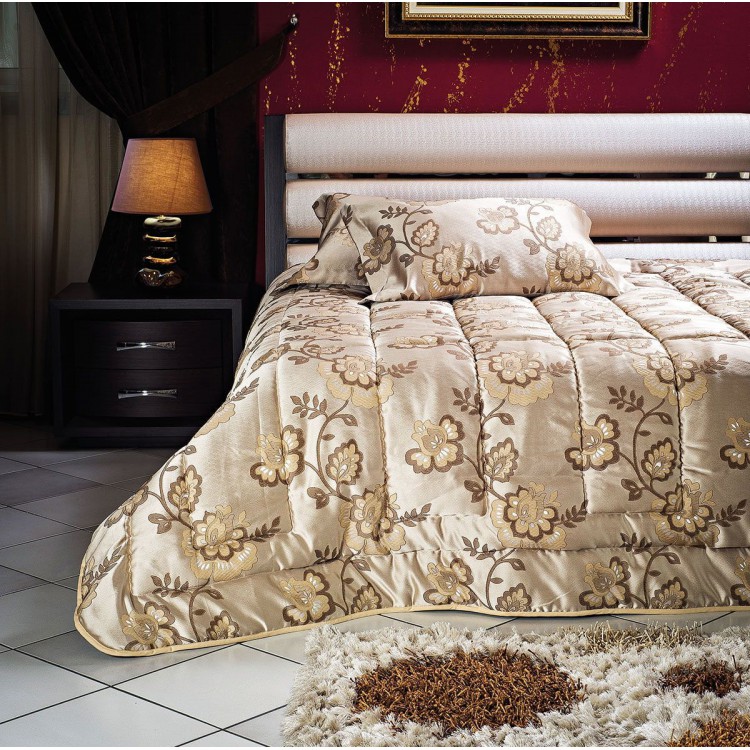 Beauty Home Σετ κουβερλί υπέρδιπλο Art 1447 220x240 Εμπριμέ,Χρυσαφί