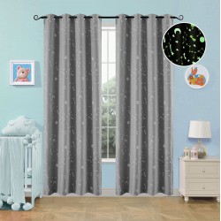 Beauty Home Κουρτίνα φωσφορίζουσα με 8 κρίκους Art 6140 140x260 Γκρι