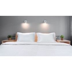 Beauty Home Παπλωματοθήκη ξενοδοχείου king size Ribbon Art Ε1238 230TC Satin Stripe Percal Pennie 70%Cot-30%Pol 270x250 Λευκό