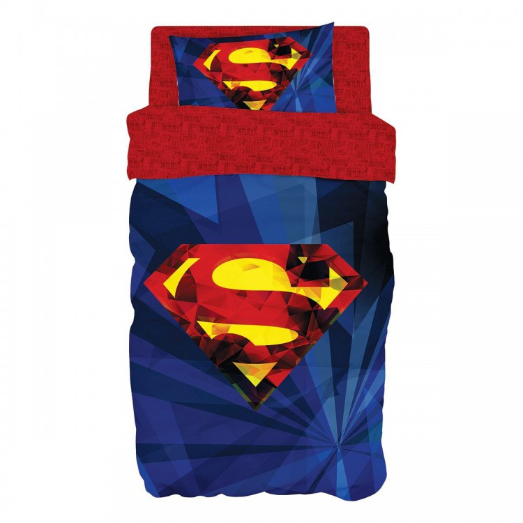 Beauty Home Σετ κουβερλί μονό Art 6187 Superman 160x240 Μπλε