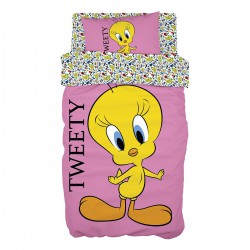 Beauty Home Σετ κουβερλί μονό Art 6190 Tweety 160x240 Ροζ