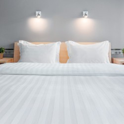 Beauty Home Παπλωματοθήκη King Size ξενοδοχείου Silky Percal Pennie Art Ε1027 250TC Satin Stripe 100% Cotton Λευκό 270x250+30