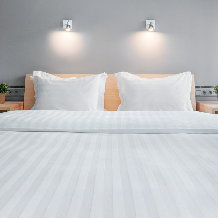 Beauty Home Παπλωματοθήκη King Size ξενοδοχείου Silky Percal Pennie Art Ε1027 250TC Satin Stripe 100% Cotton Λευκό 270x250+30