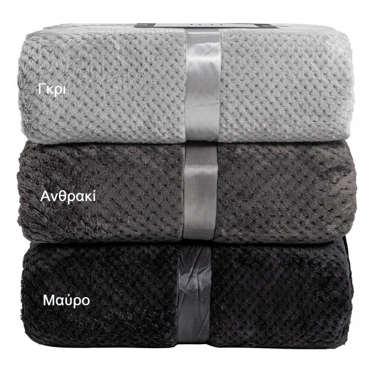 Beauty Home Κουβέρτα μονόχρωμη υπέρδιπλη Jacquard fleece 350gsmArt 11600 σε 10 αποχρώσεις 220x240 Γκρι
