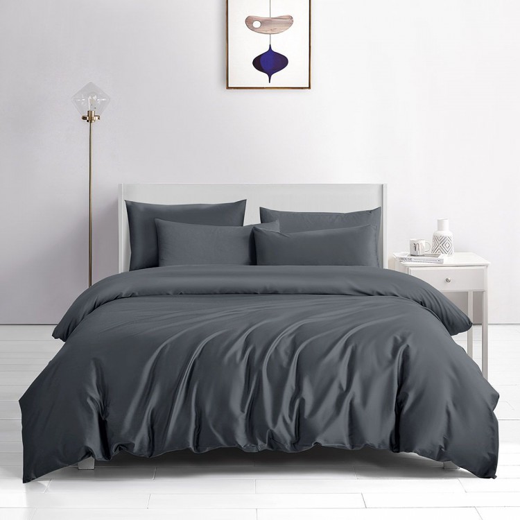 Beauty Home Σετ παπλωματοθήκη υπέρδιπλη Bamboo 300tc Art 12350 Midnight Charm 240x260 Ανθρακί