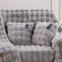 Beauty Home Γούνινη Μαξιλαροθήκη διακοσμητική Pop Art 8721 40x40 Γκρι