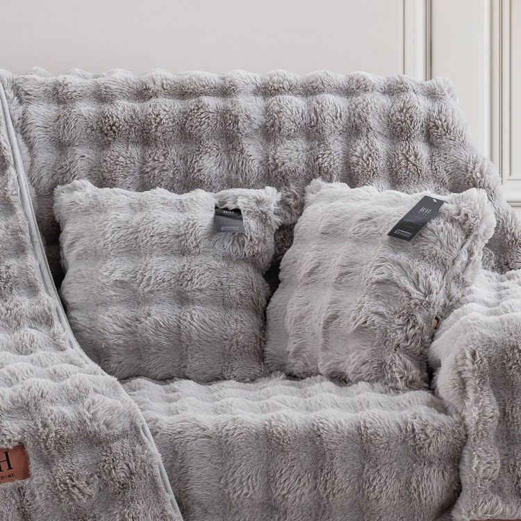 Beauty Home Γούνινη Μαξιλαροθήκη διακοσμητική Pop Art 8721 40x40 Γκρι