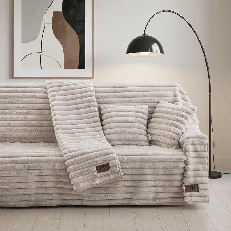 Beauty Home Γούνινο ριχτάρι Διθέσιο Stripe Art 8725 180x250 Μπεζ
