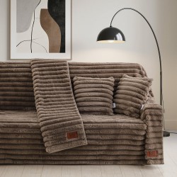 Beauty Home Γούνινη Μαξιλαροθήκη διακοσμητική Stripe Art 8726 40x40 Μόκα
