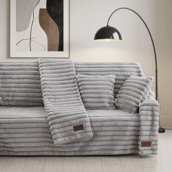 Beauty Home Γούνινη Μαξιλαροθήκη διακοσμητική Stripe Art 8727 40x40 Γκρι