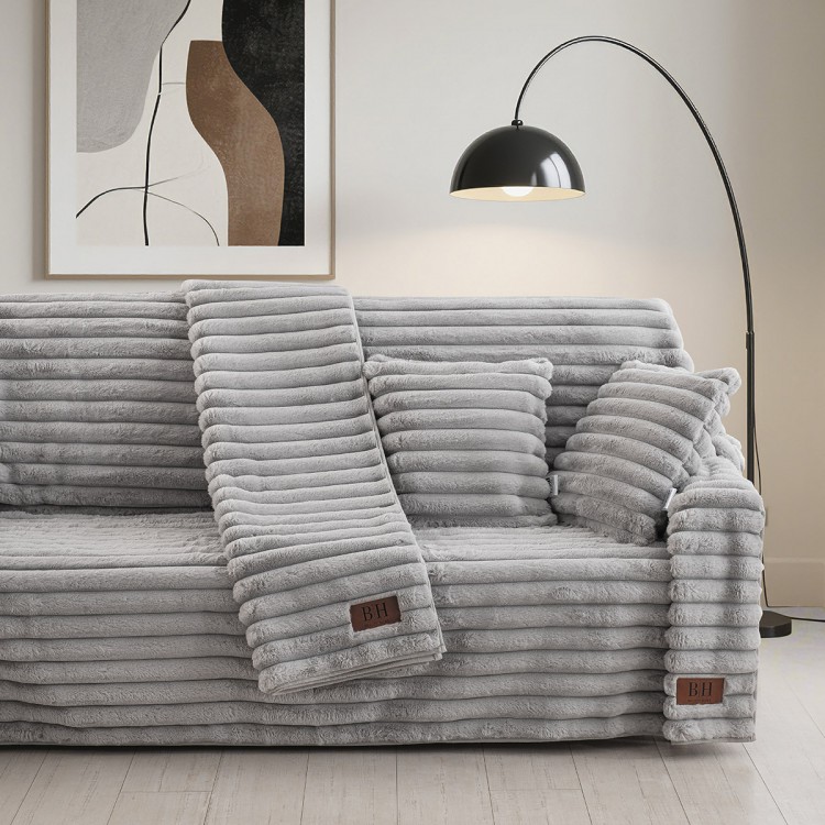 Beauty Home Γούνινο ριχτάρι Διθέσιο Stripe Art 8727 180x250 Γκρι