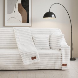 Beauty Home Γούνινη Μαξιλαροθήκη διακοσμητική Stripe Art 8728 40x40 Λευκό
