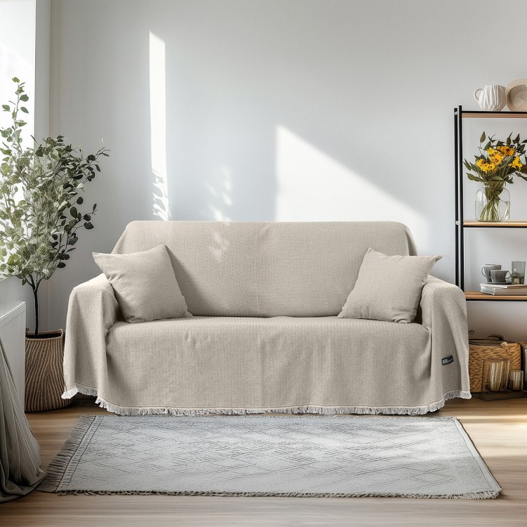 Beauty Home Ριχτάρι Τετραθέσιο Amos Art 8729 170x350 Εκρού
