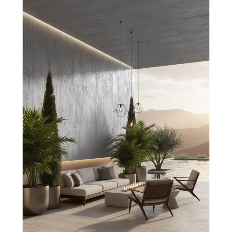 PANEL ΕΥΚΑΜΠΤΗΣ ΠΕΤΡΑΣ 104040 TRAVERTINE 600/1200mm LIGHT GREY NewPlan