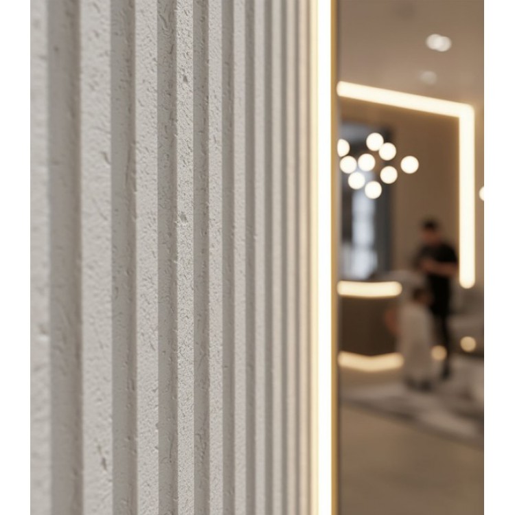 PANEL ΕΥΚΑΜΠΤΗΣ ΠΕΤΡΑΣ 113020 RIPPLE BOARD 600/1200mm BEIGE WHITE NewPlan