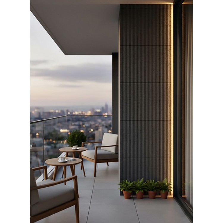 PANEL ΕΥΚΑΜΠΤΗΣ ΠΕΤΡΑΣ 119070  LINE STONE BOARD 600/1200mm DARK GREY NewPlan