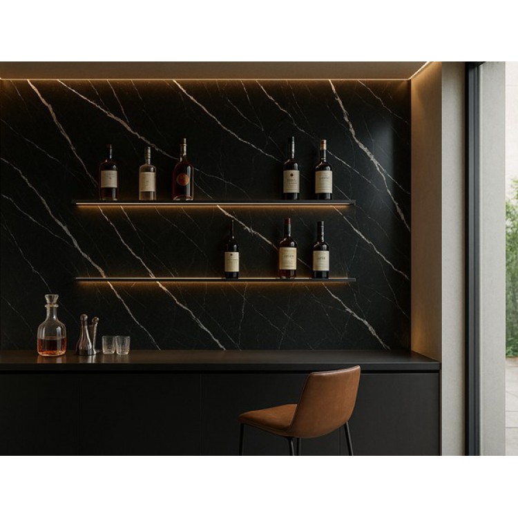 PVC MEGA PANEL 2.8/1220/2800mm CARRARA BLACK 204 NewPlan