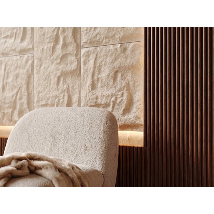 PANEL PU ΤΕΧΝΗΤΗΣ ΠΕΤΡΑΣ 305020 STONE SKIN 600/1200mm BEIGE WHITE NewPlan