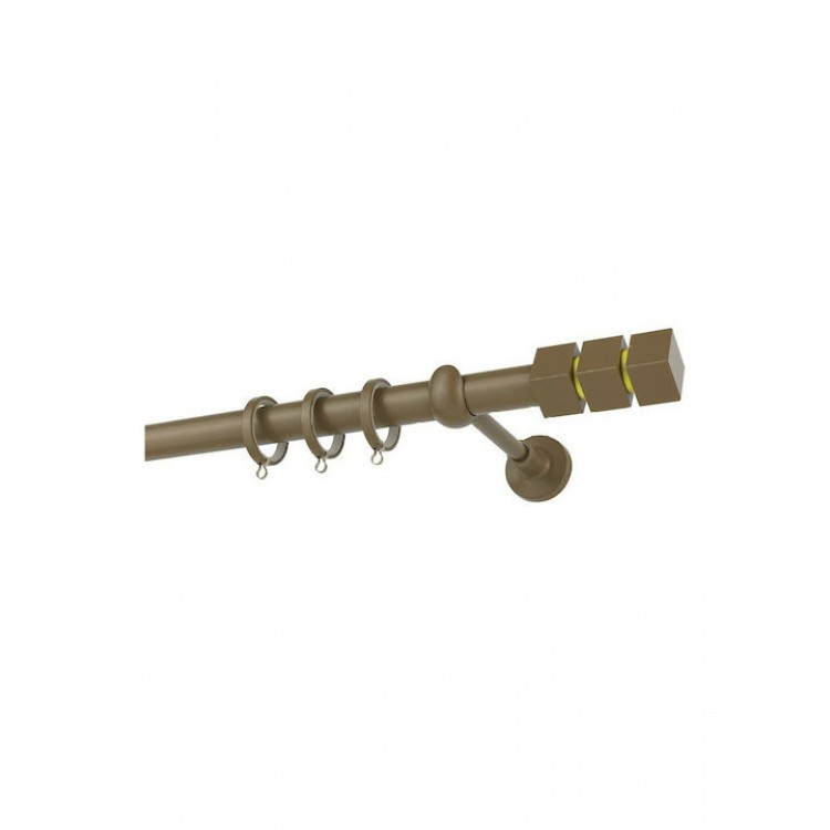 Zogometal Μεταλλικό Κουρτινόξυλο CP0473 160cm Μονό Φ25mm Καφέ-Λεμονί