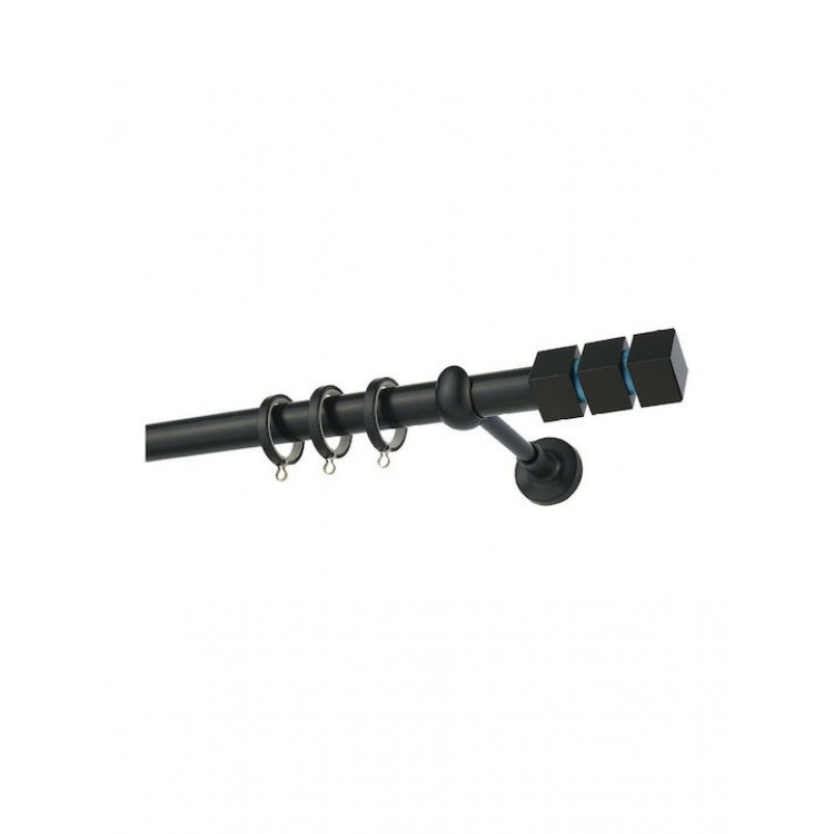 Zogometal Μεταλλικό Κουρτινόξυλο CP0473 160cm Μονό Φ25mm Ανθρακί-Γαλάζιο