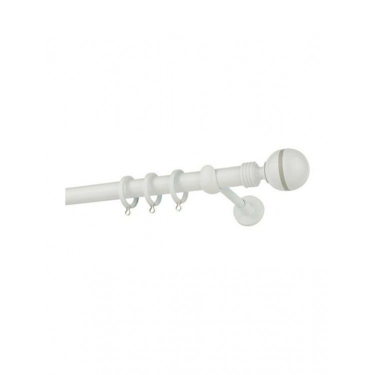 Zogometal Μεταλλικό Κουρτινόξυλο CP0079 160cm Μονό Φ25mm Λευκό-Γκρι