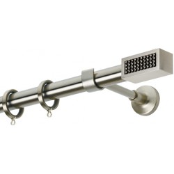 Zogometal Μεταλλικό Κουρτινόξυλο E4138 Μονό Φ25mm 160cm Νίκελ Ματ / Κρύσταλλο Swarovski