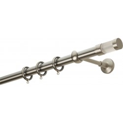 Zogometal Μεταλλικό Κουρτινόξυλο E4145 Μονό 160cm Νίκελ Ματ / Χρώμιο